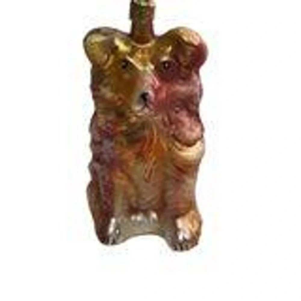 Christopher Radko Ornament Pomeranian Dog Blown Glass Brown Embellished Exc